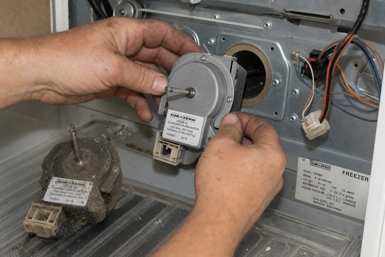 Close-up of an OEM appliance part replacement
